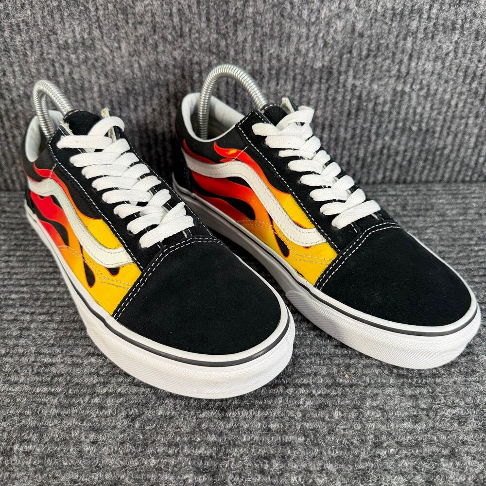 Vans Old Skool Flame Black Red Yellow Sneakers Men 6.5 Women 8